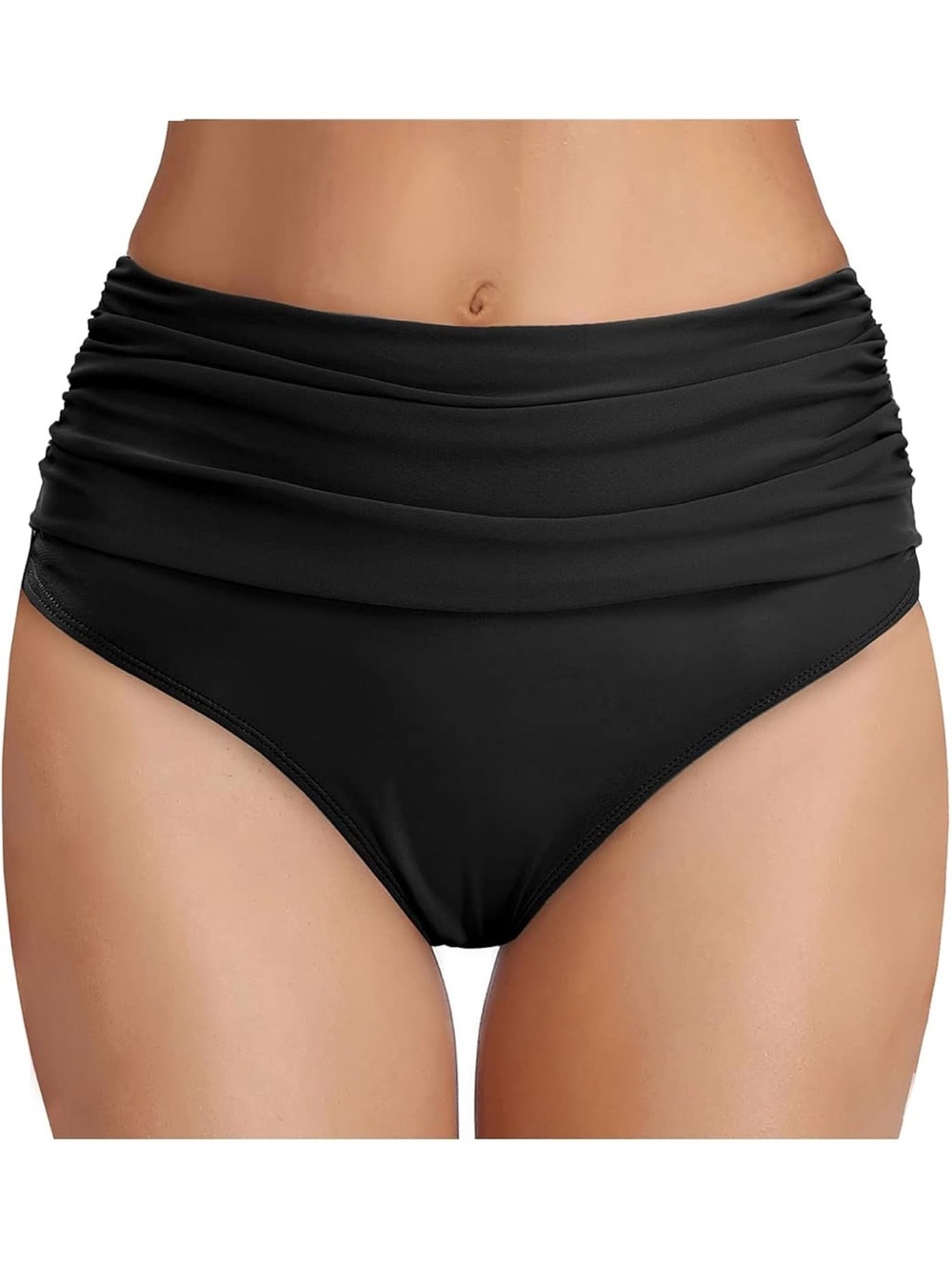 Black High Waisted Bikini
Bottom Tummy Control Ruched S-1111/10